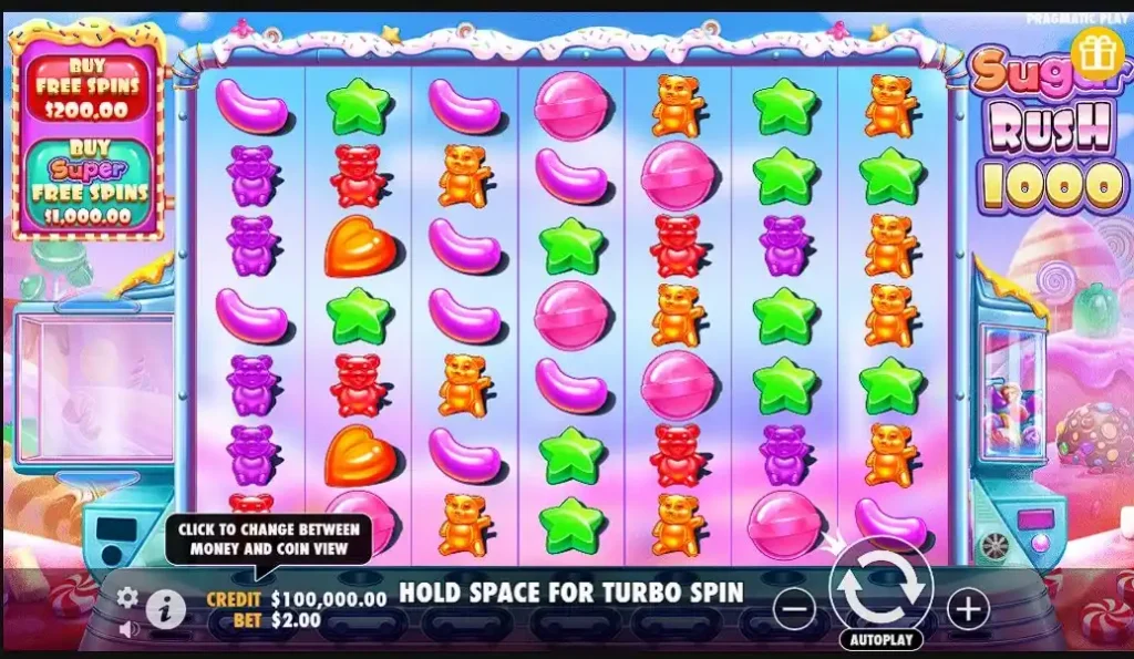 Sugar Rush free spins round with multipliers building up