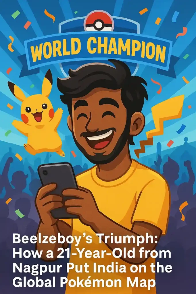 Indian gamer Beelzeboy celebrating Pokémon GO World Championship win